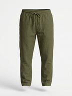 Olive Relaxed Drawstring Trousers