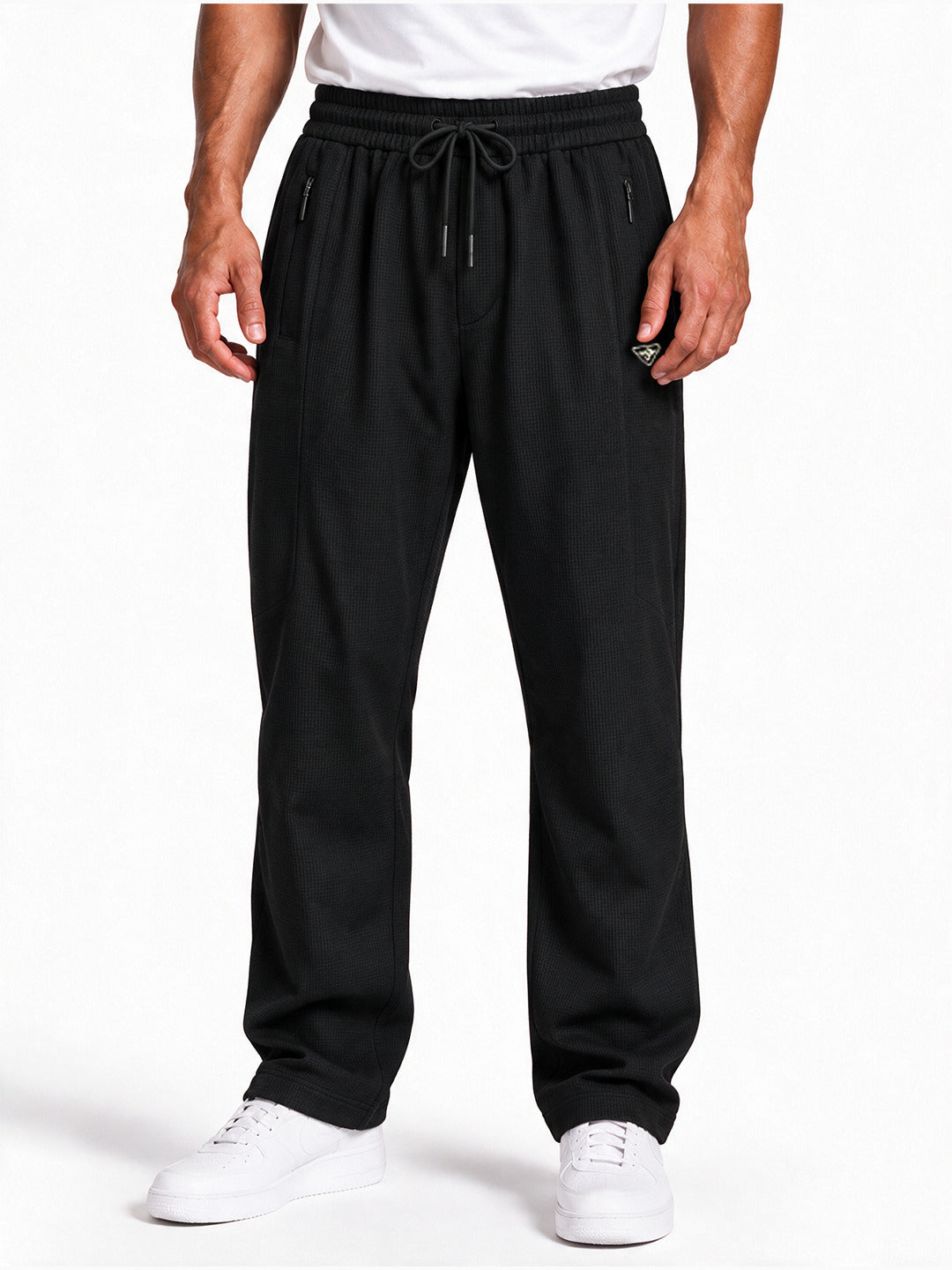 Men's Solid Relaxed Fit Cotton-Blend Track Pants Secondary image