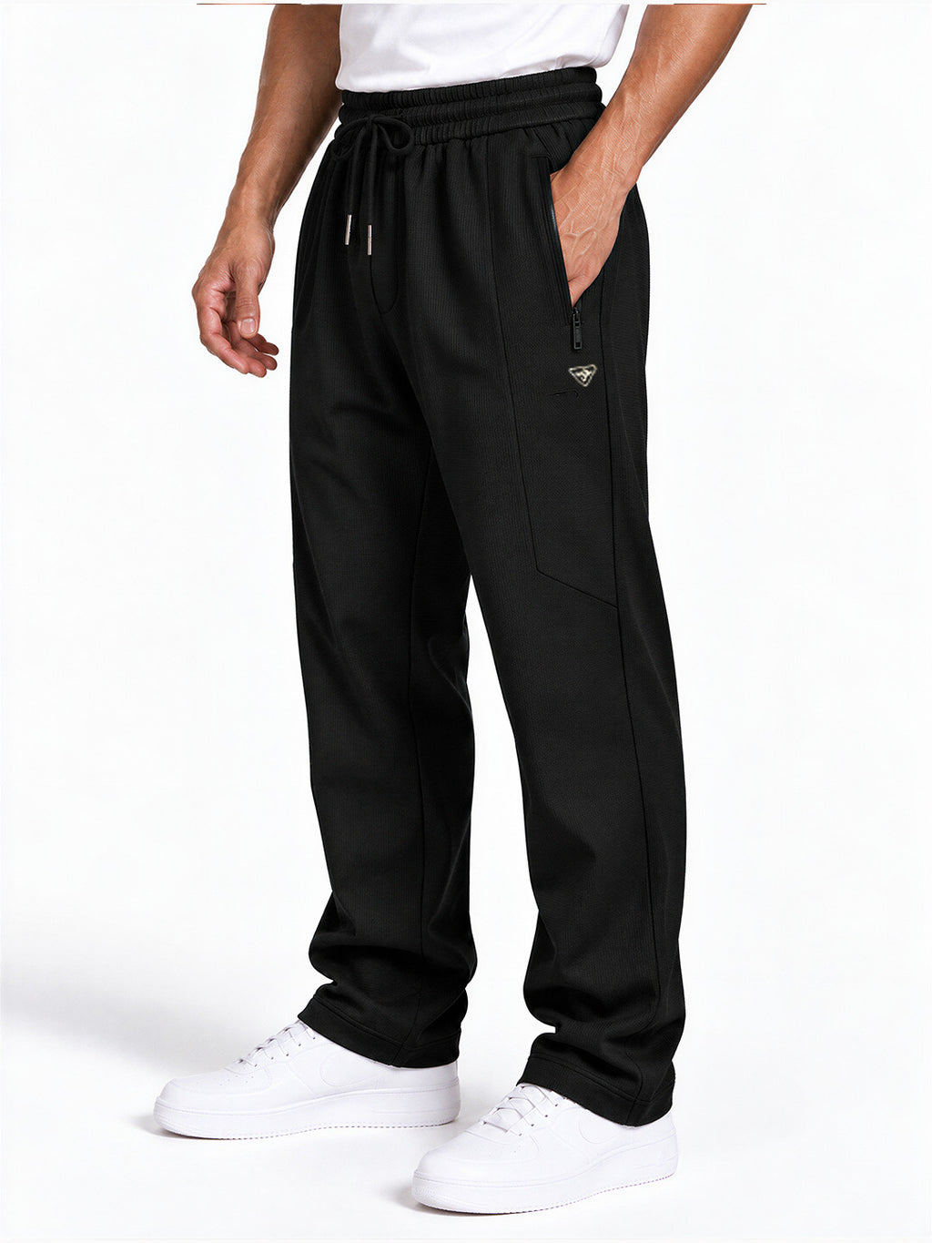 Men's Solid Relaxed Fit Cotton-Blend Track Pants