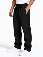 Men's Solid Relaxed Fit Cotton-Blend Track Pants