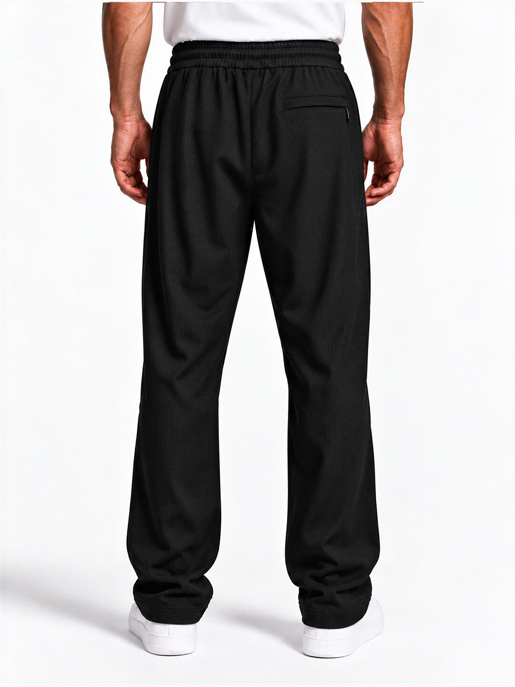 Men's Solid Relaxed Fit Cotton-Blend Track Pants