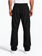 Men's Solid Relaxed Fit Cotton-Blend Track Pants