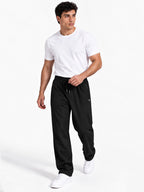 Men's Solid Relaxed Fit Cotton-Blend Track Pants