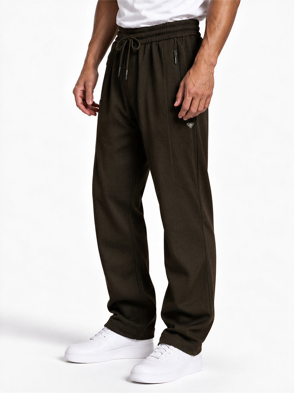 Men's Solid Relaxed Fit Cotton-Blend Track Pants