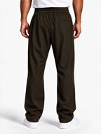 Men's Solid Relaxed Fit Cotton-Blend Track Pants
