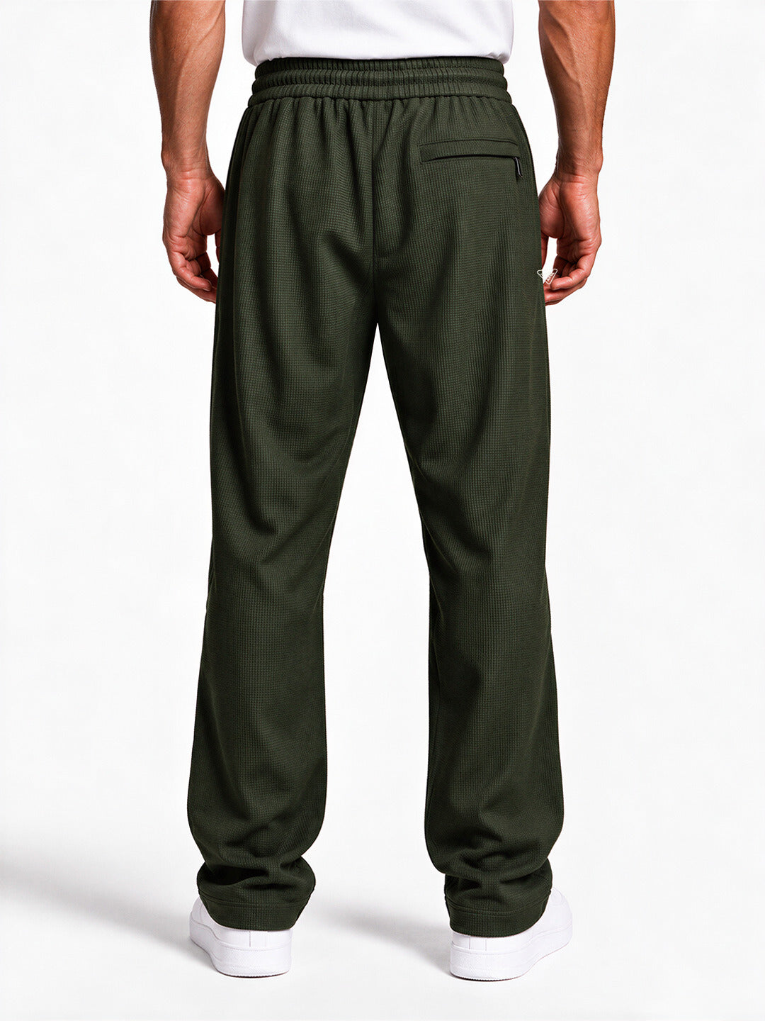 Men's Solid Relaxed Fit Cotton-Blend Track Pants Secondary image