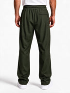 Men's Solid Relaxed Fit Cotton-Blend Track Pants