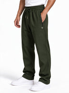 Men's Solid Relaxed Fit Cotton-Blend Track Pants