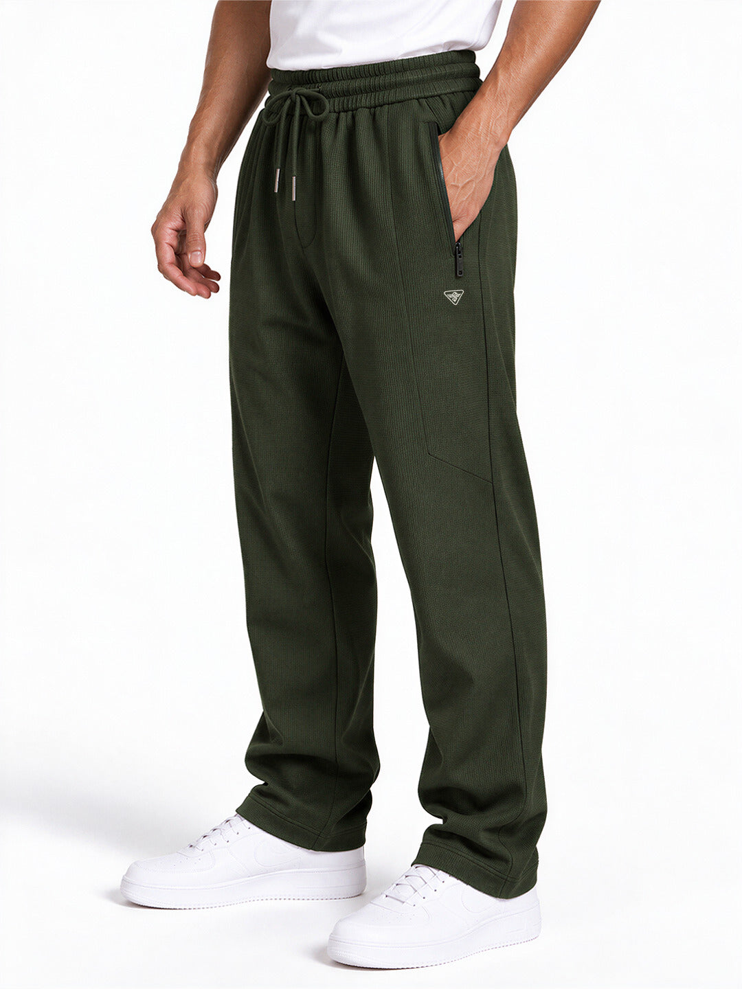Men's Solid Relaxed Fit Cotton-Blend Track Pants