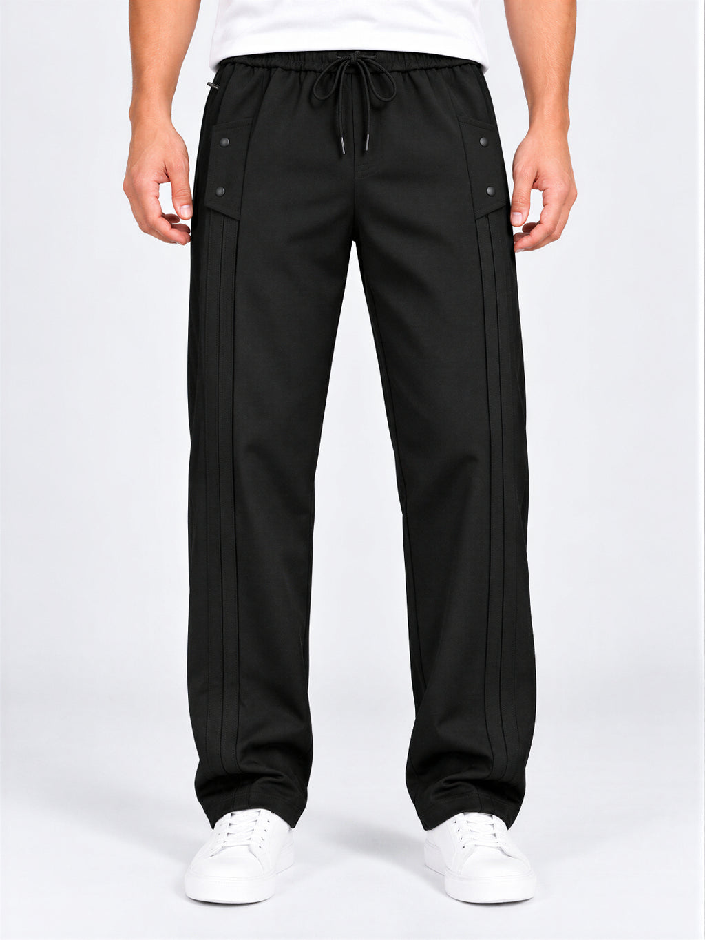 Black Pintuck Detail Track Pants