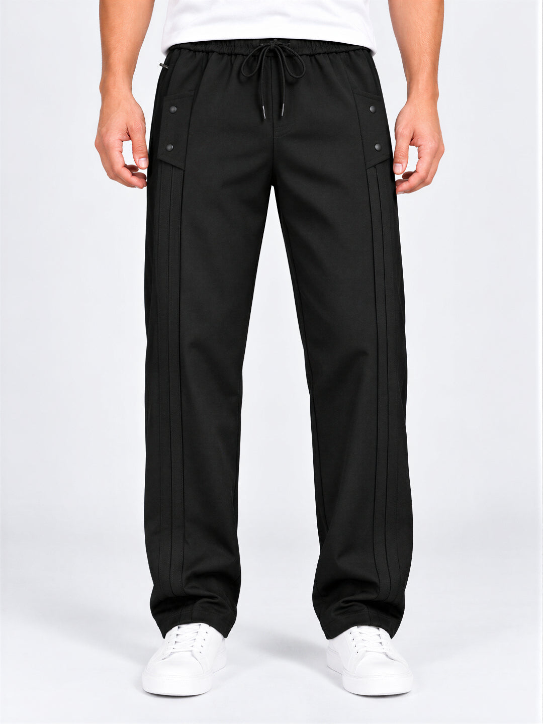 Black Pintuck Detail Track Pants