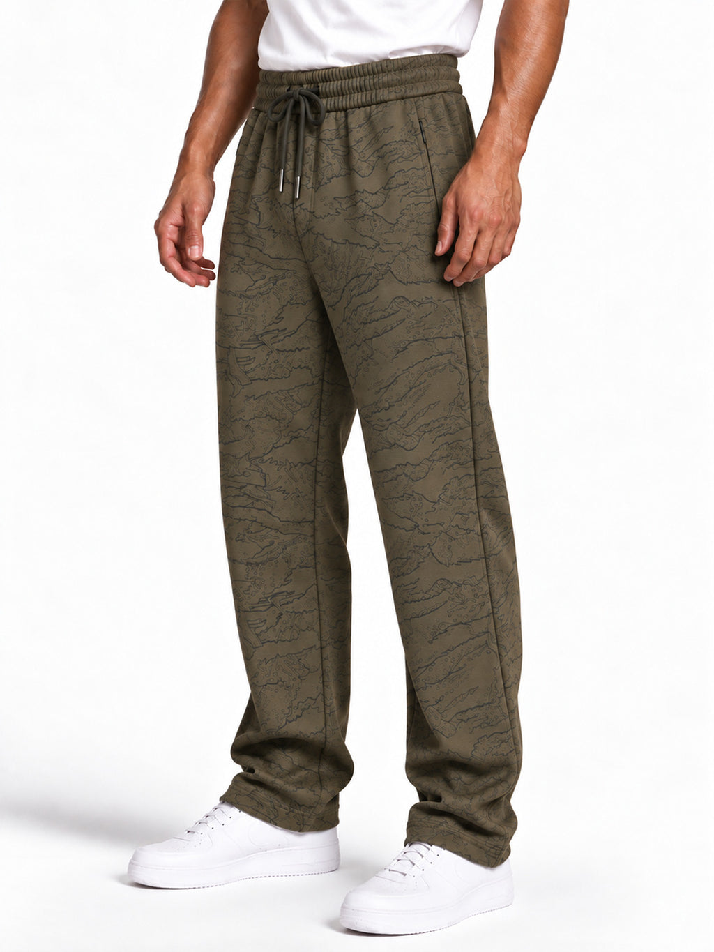 Men's Abstract Camouflage Print Regular Fit Cotton-Blend Joggers