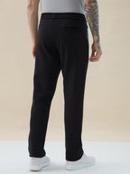 Men's Solid Regular Fit Drawstring Fleece Trackpant with Contrast Side Pocket Detail