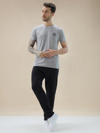 Men's Solid Regular Fit Drawstring Fleece Trackpant with Contrast Side Pocket Detail