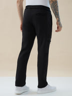 Men's Cut & Sew Regular Fit Drawstring Fleece Track Pant with Side Zipper and Flap Pockets