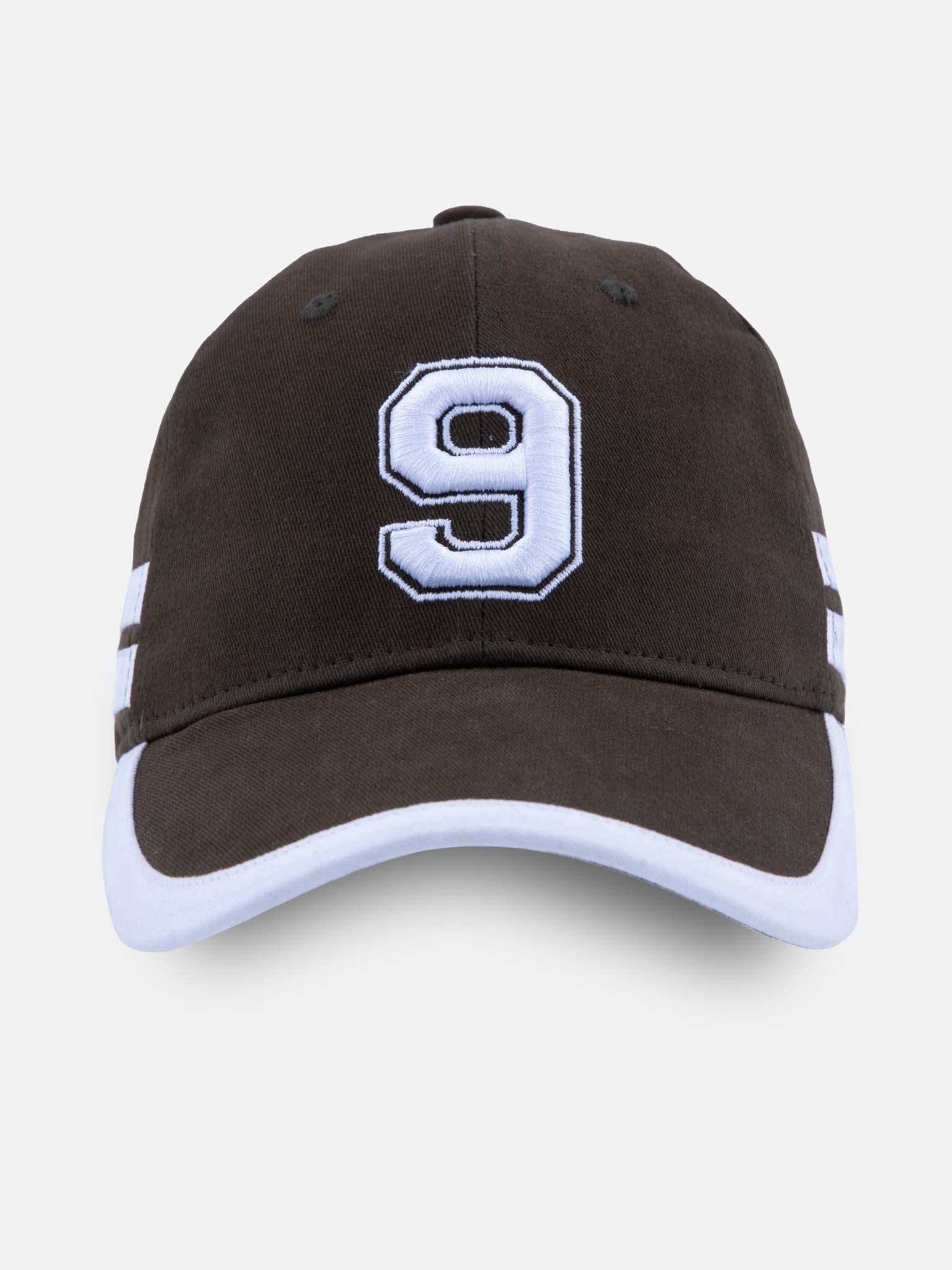 Olive Number '9' Embroidered Varsity Cap