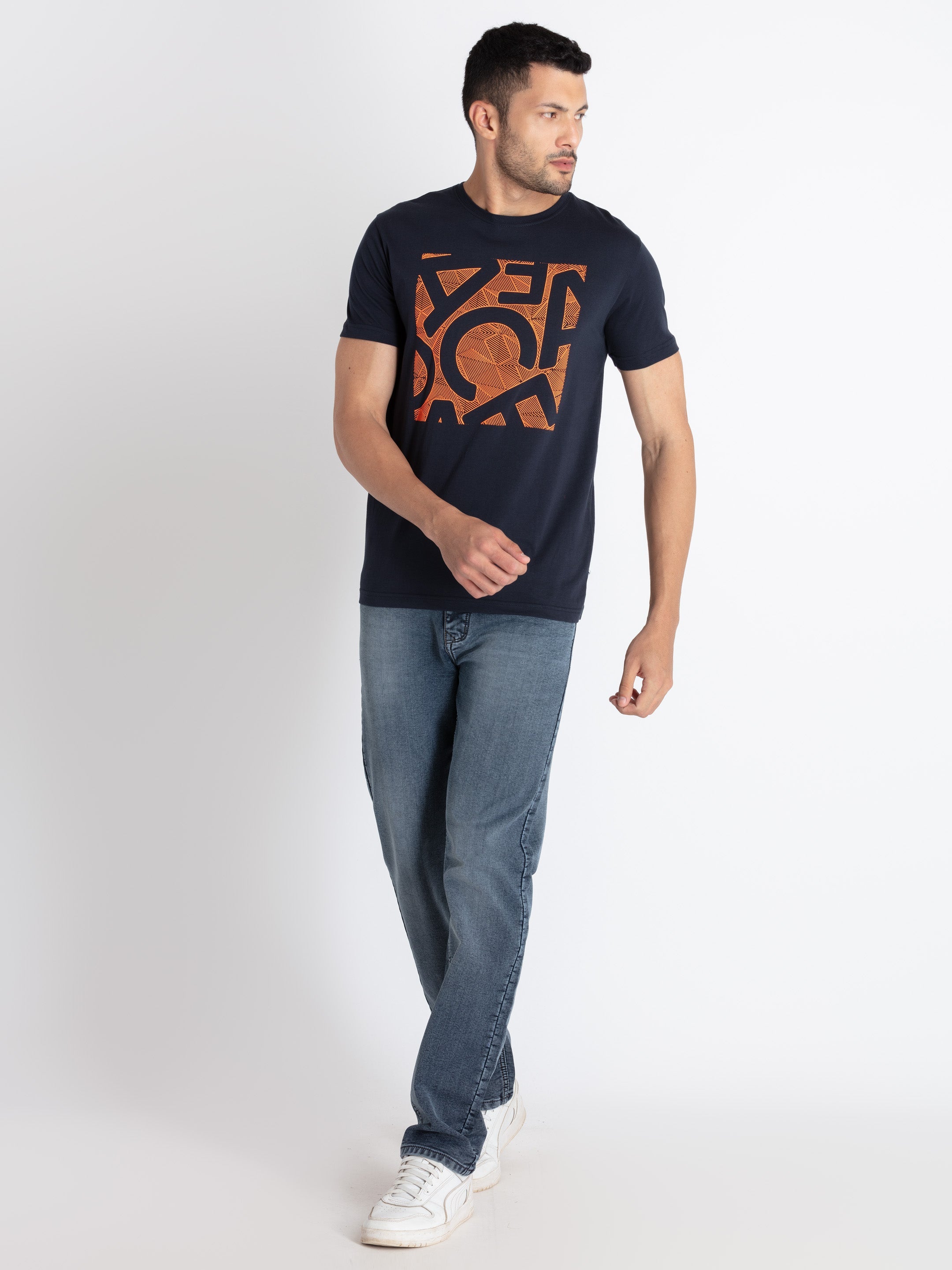 Mens Printed Round Neck T-Shirt