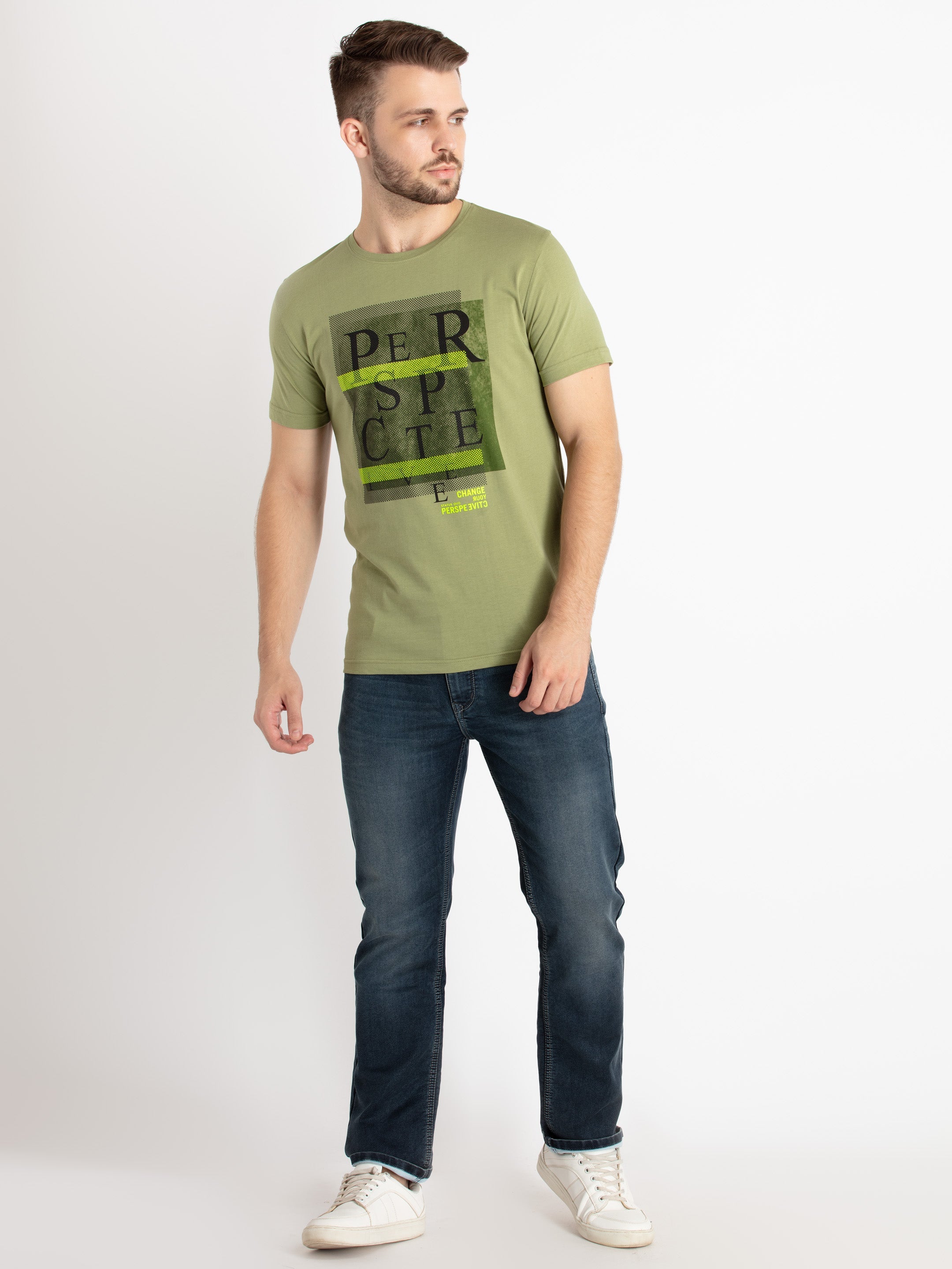 Mens Printed Round Neck T-Shirt