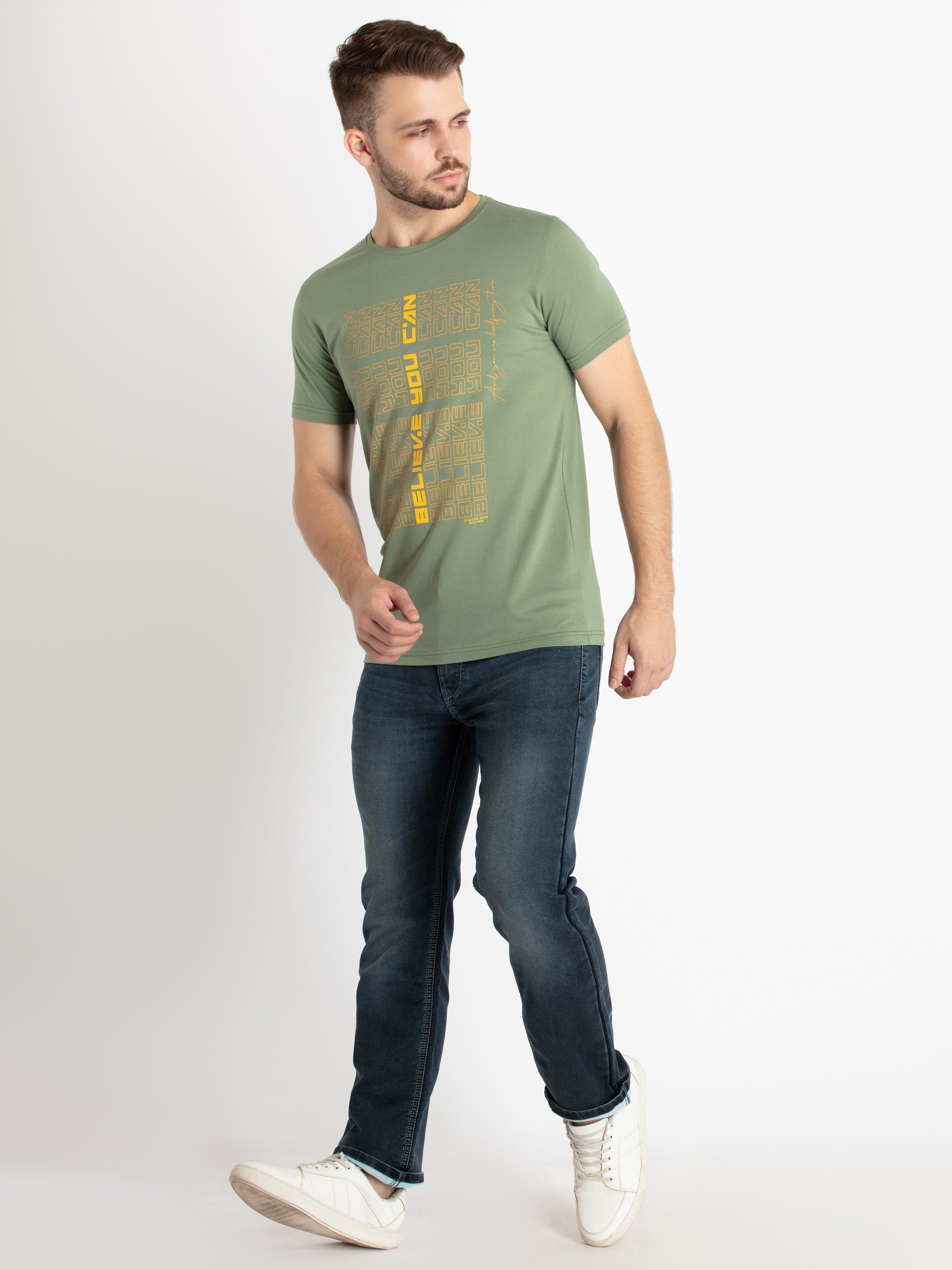 Mens Printed Round Neck T-Shirt