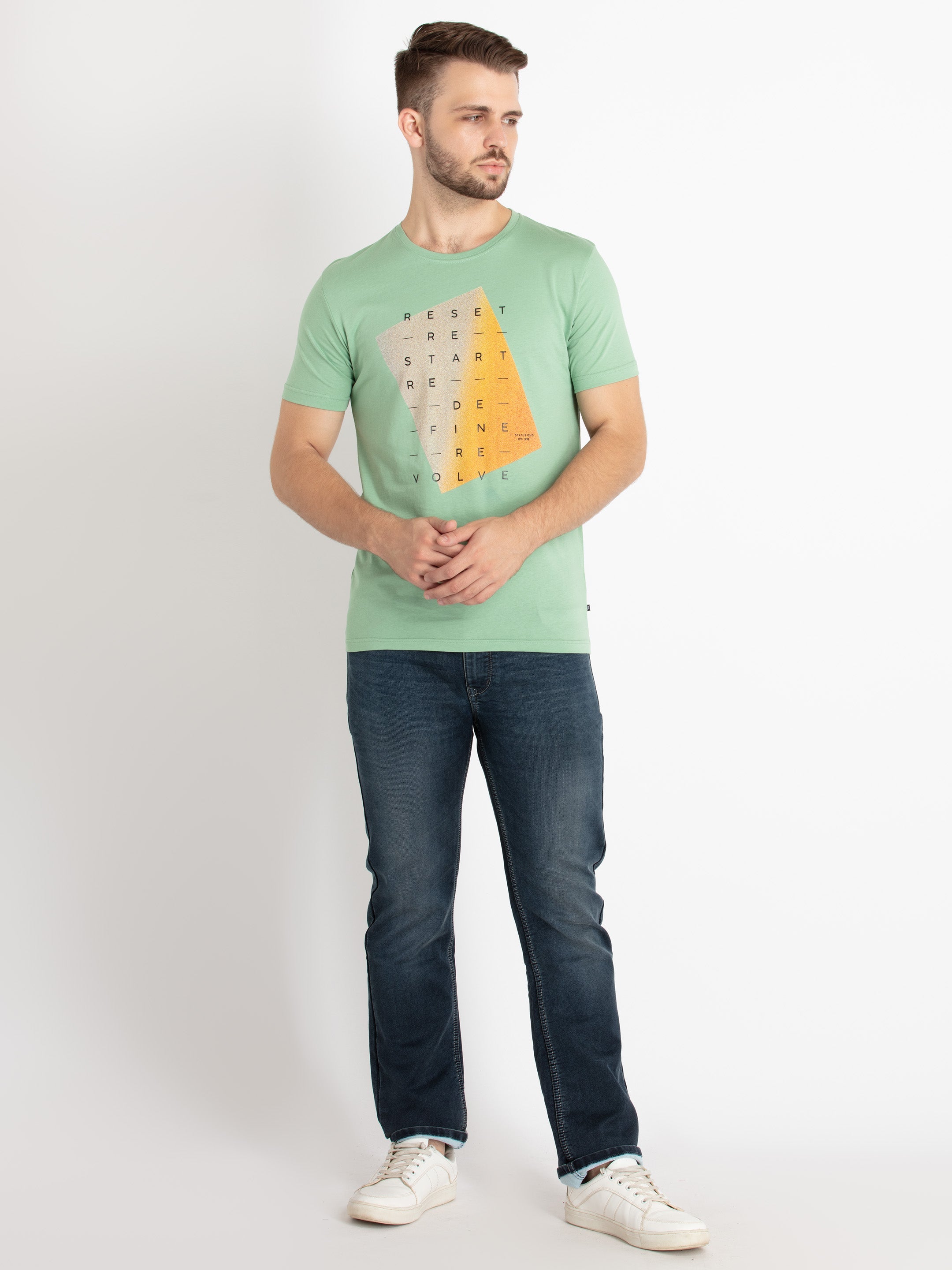 Mens Printed Round Neck T-Shirt