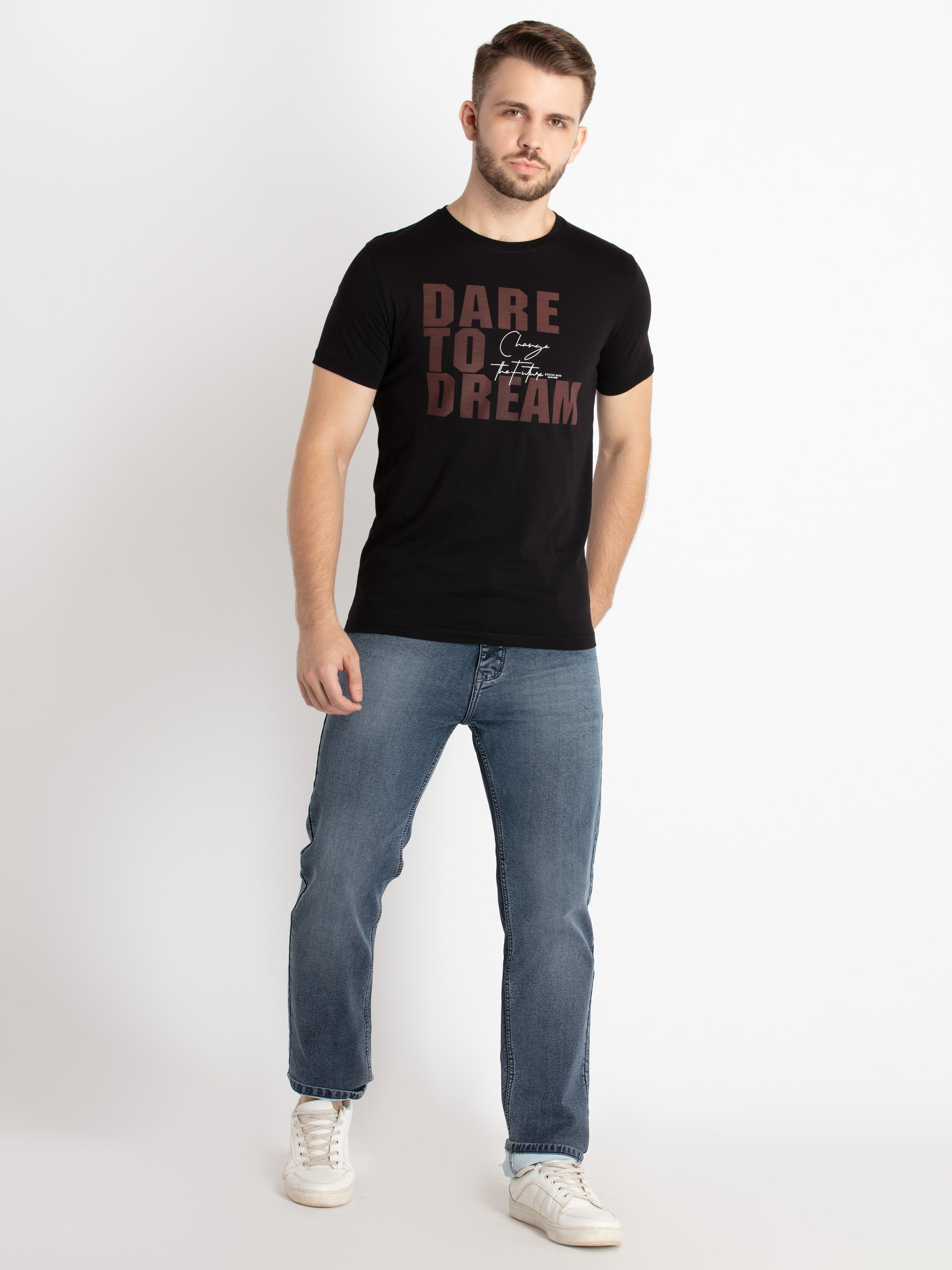Mens Printed Round Neck T-Shirt