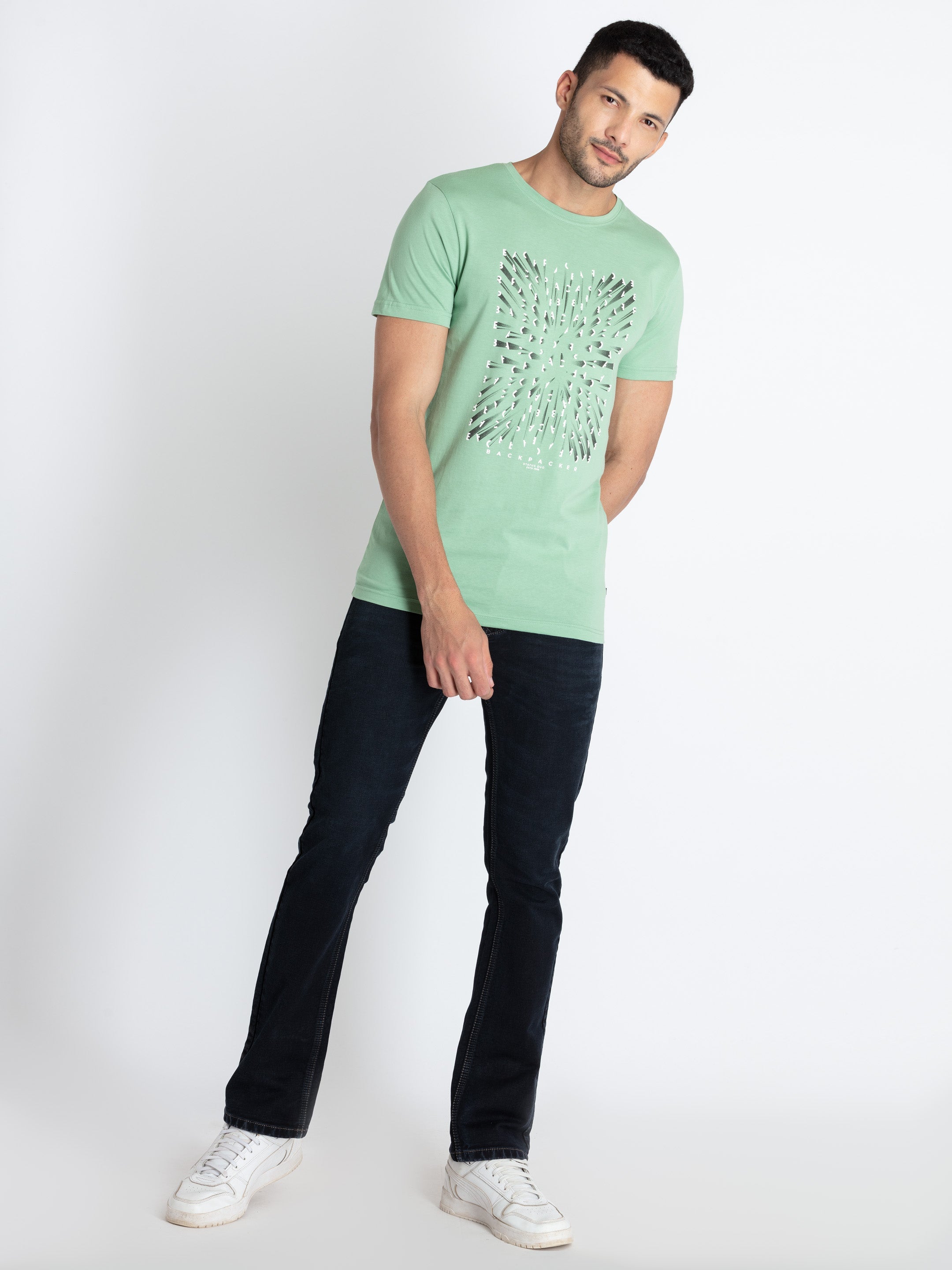Mens Printed Round Neck T-Shirt