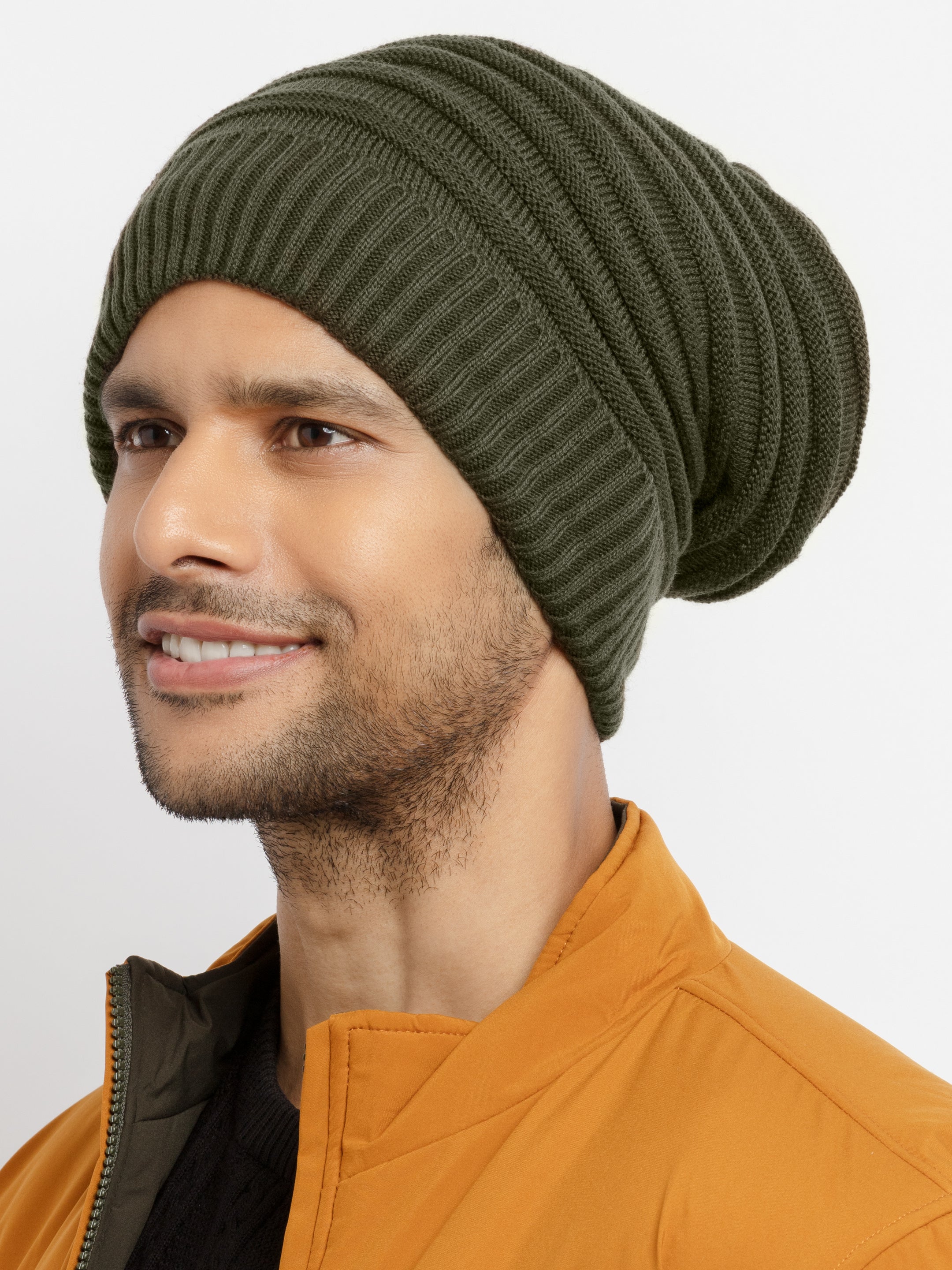 Olive Mens Knitted Winter Cap