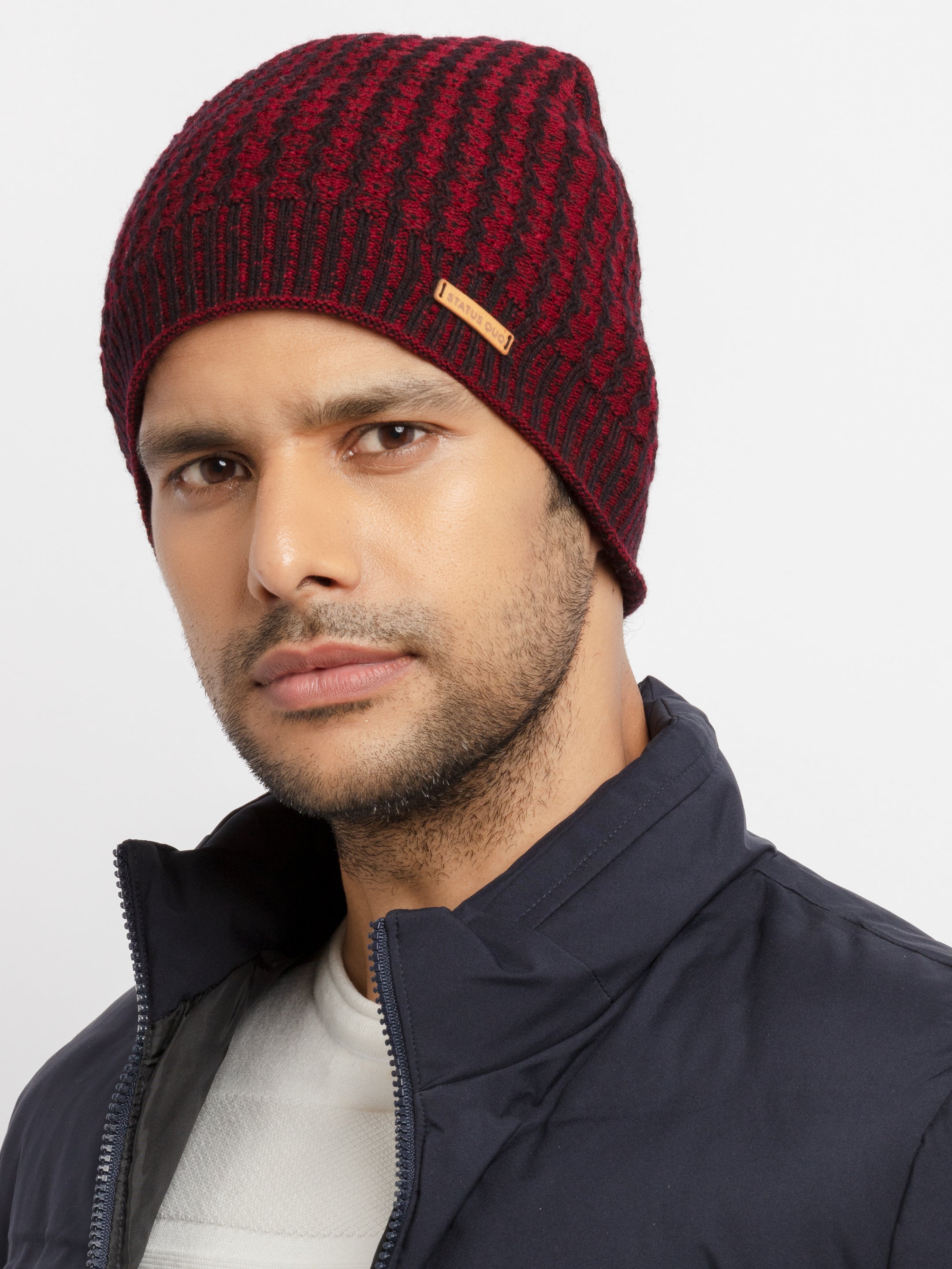 Maroon Mens Knitted Winter Cap Main image