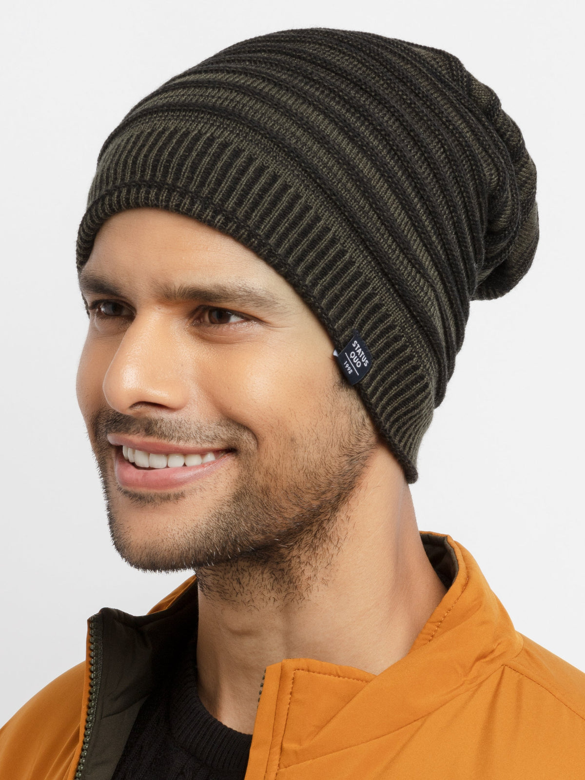 Olive Mens Knitted Winter Cap