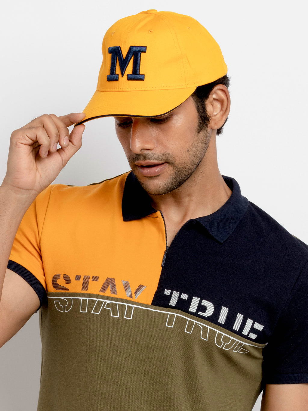 Yellow Letter 'M' Embroidered Cap