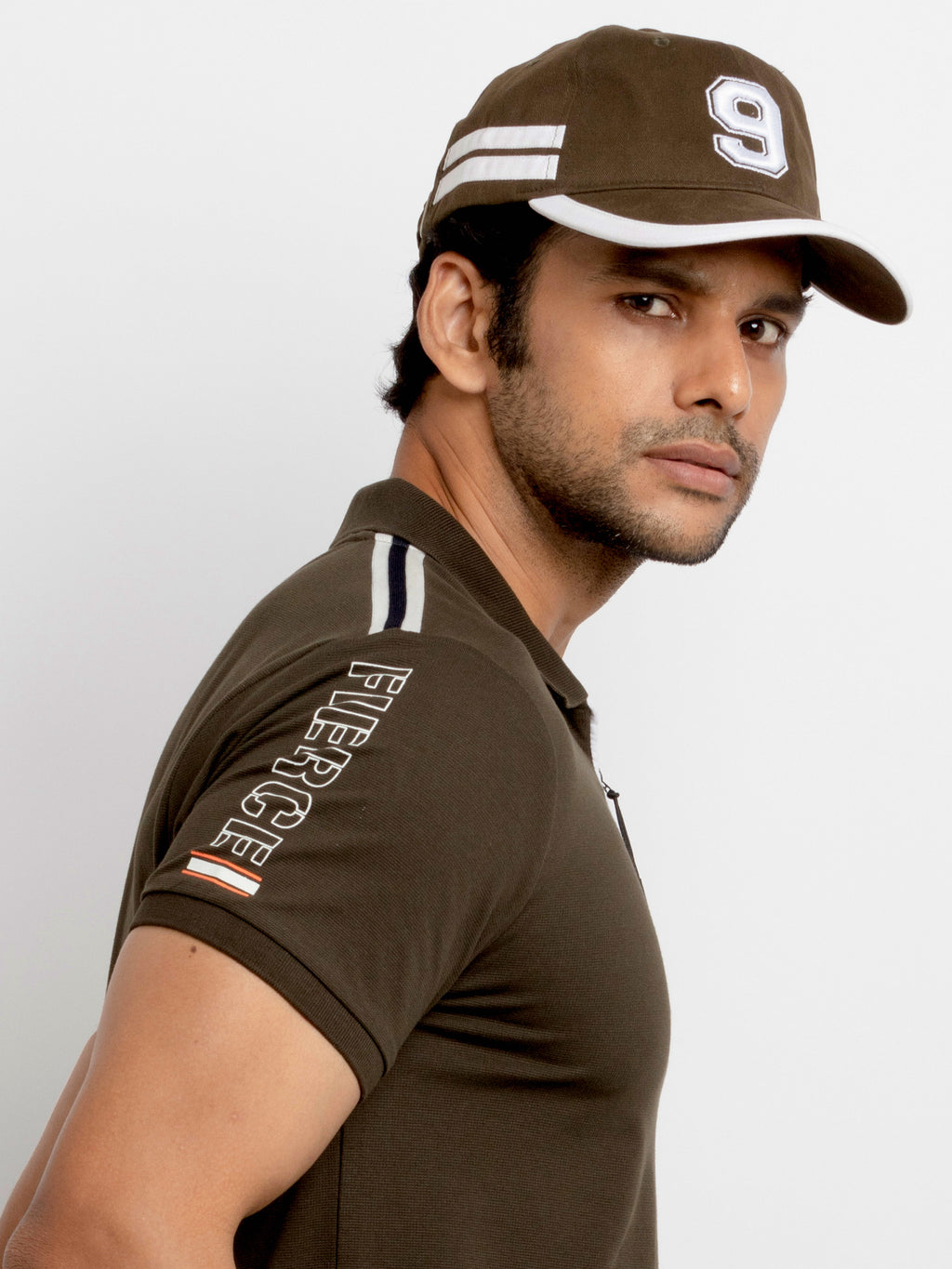 Olive Number '9' Embroidered Varsity Cap