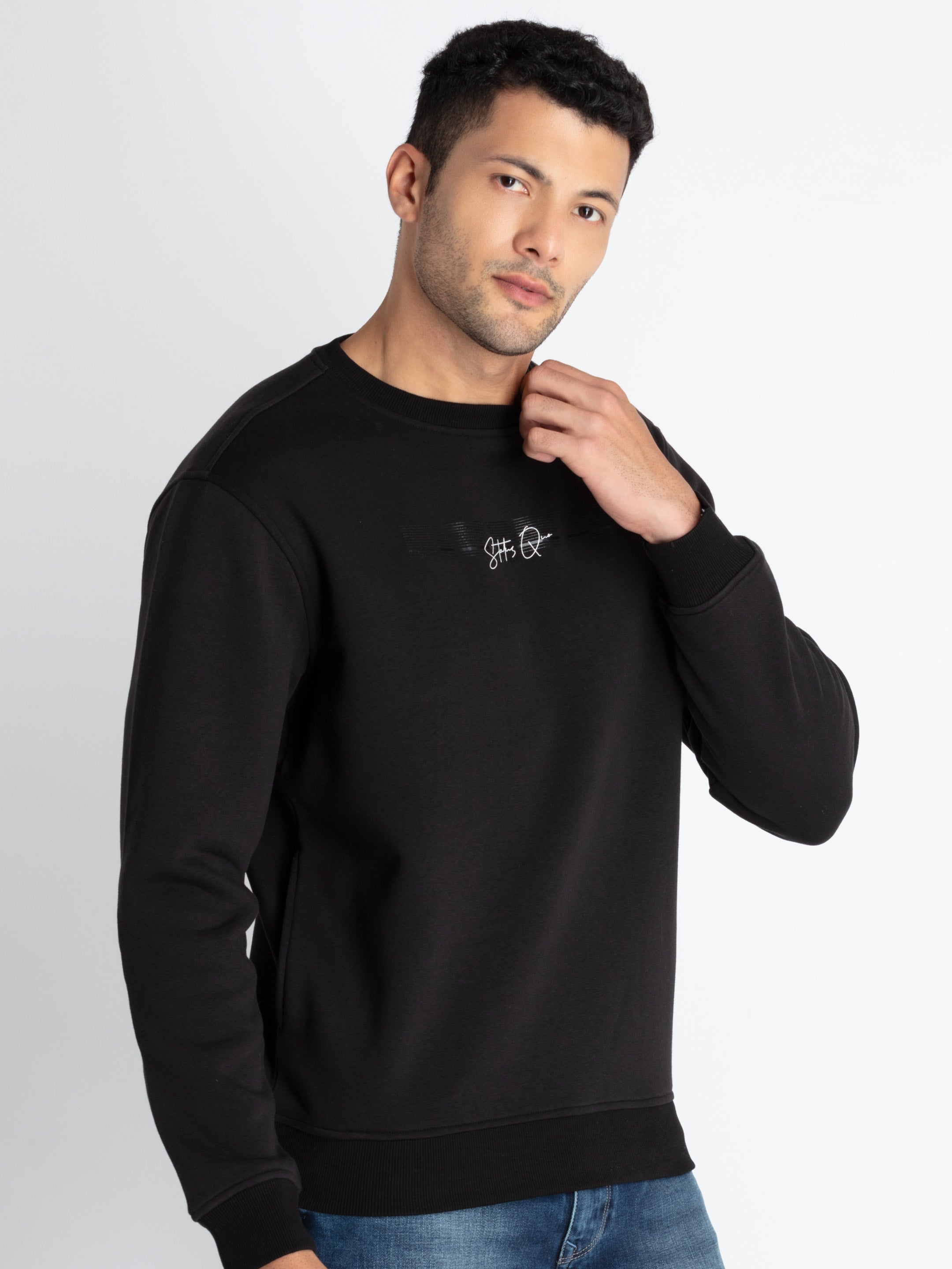Mens Solid Round Neck Sweatshirt Secondary image