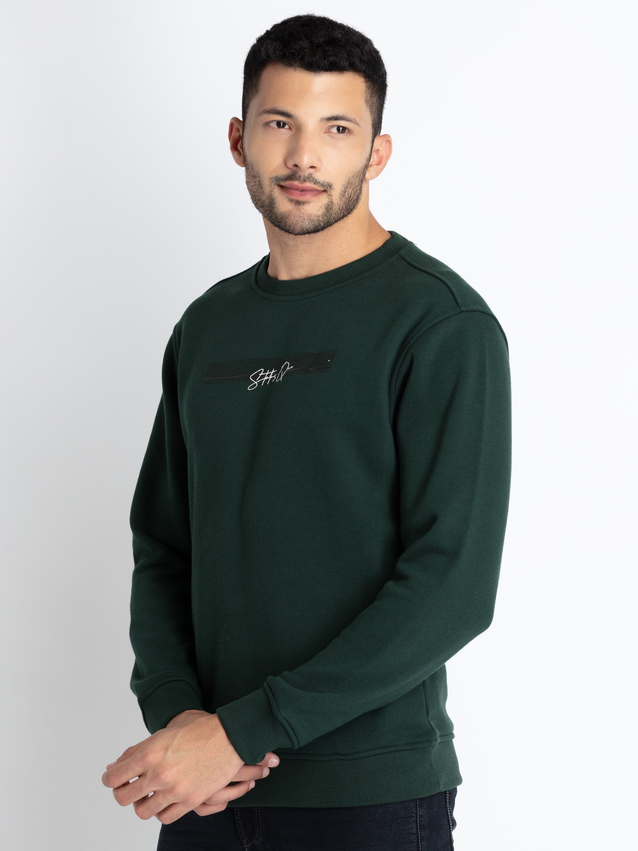 Mens Solid Round Neck Sweatshirt Secondary image