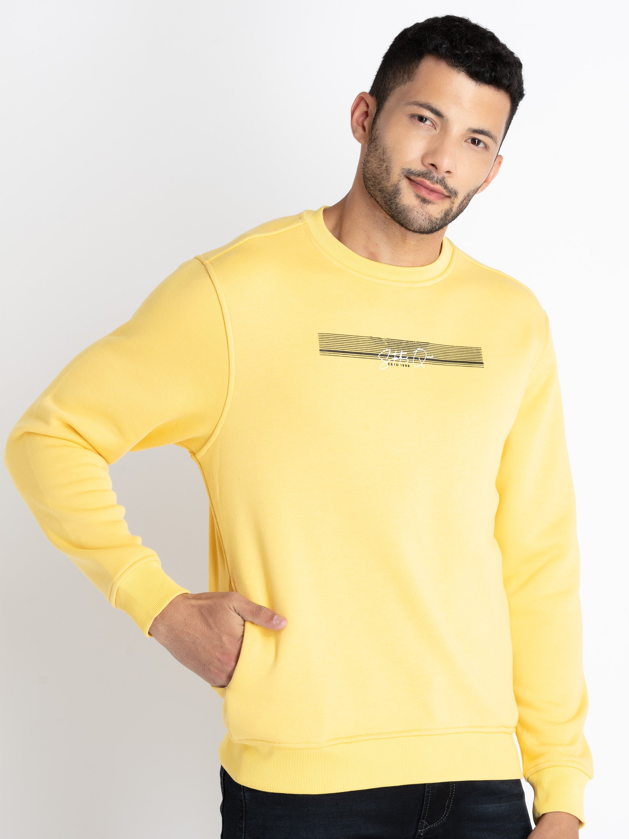 Mens Solid Round Neck Sweatshirt Secondary image