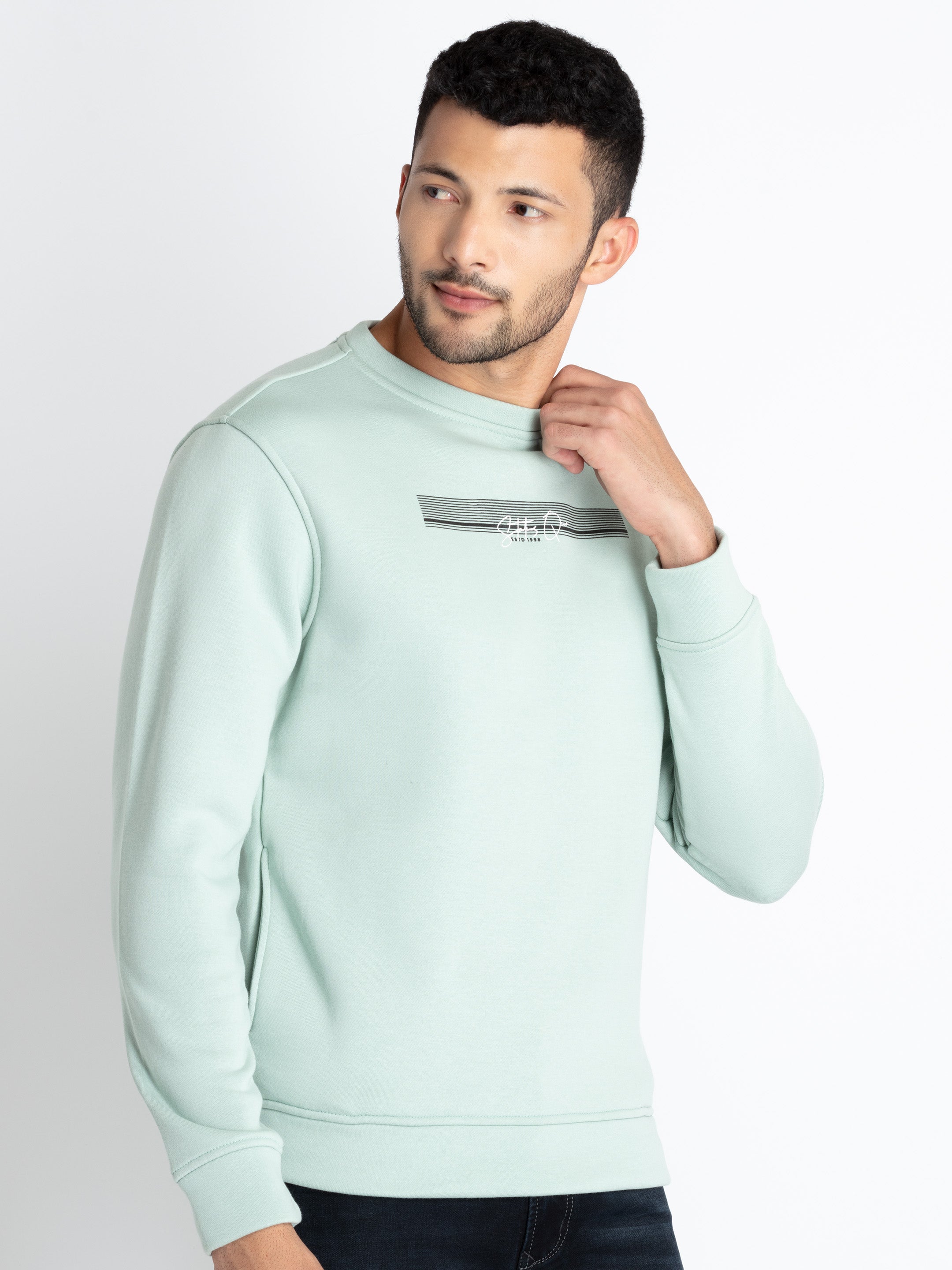 Mens Solid Round Neck Sweatshirt Secondary image