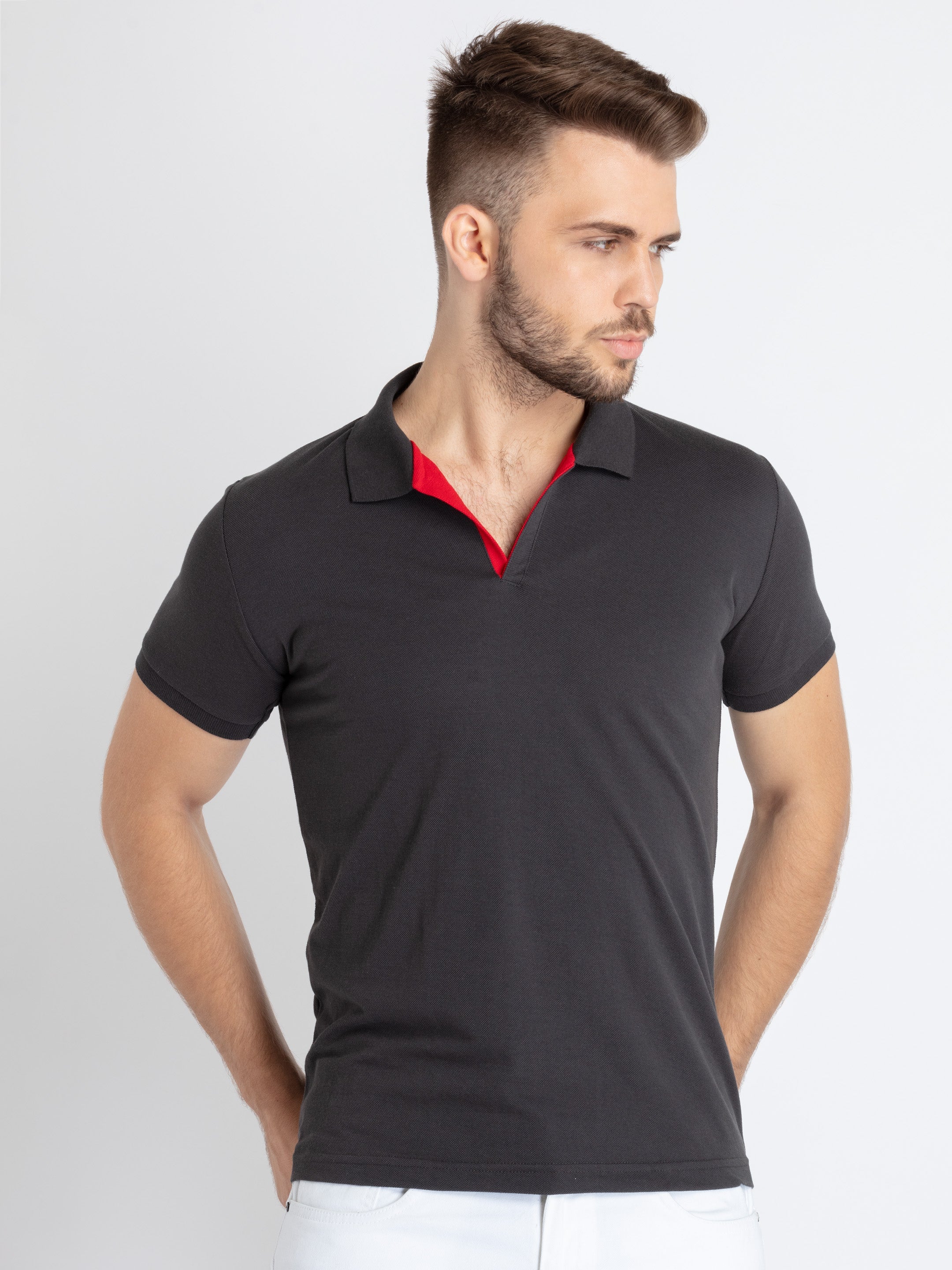 Charcoal polo t shirt Main image