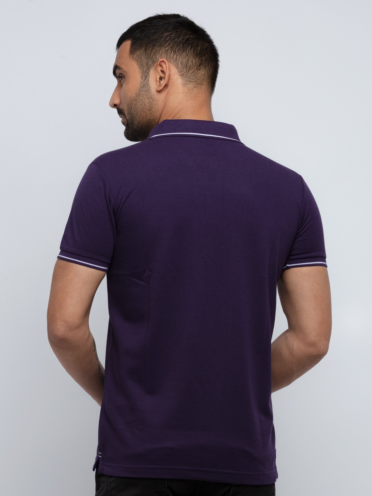 Slim Fit Polo With Tipping Collar M PURPLE GRAPE CR-QB-18-PURPLE GRAPE