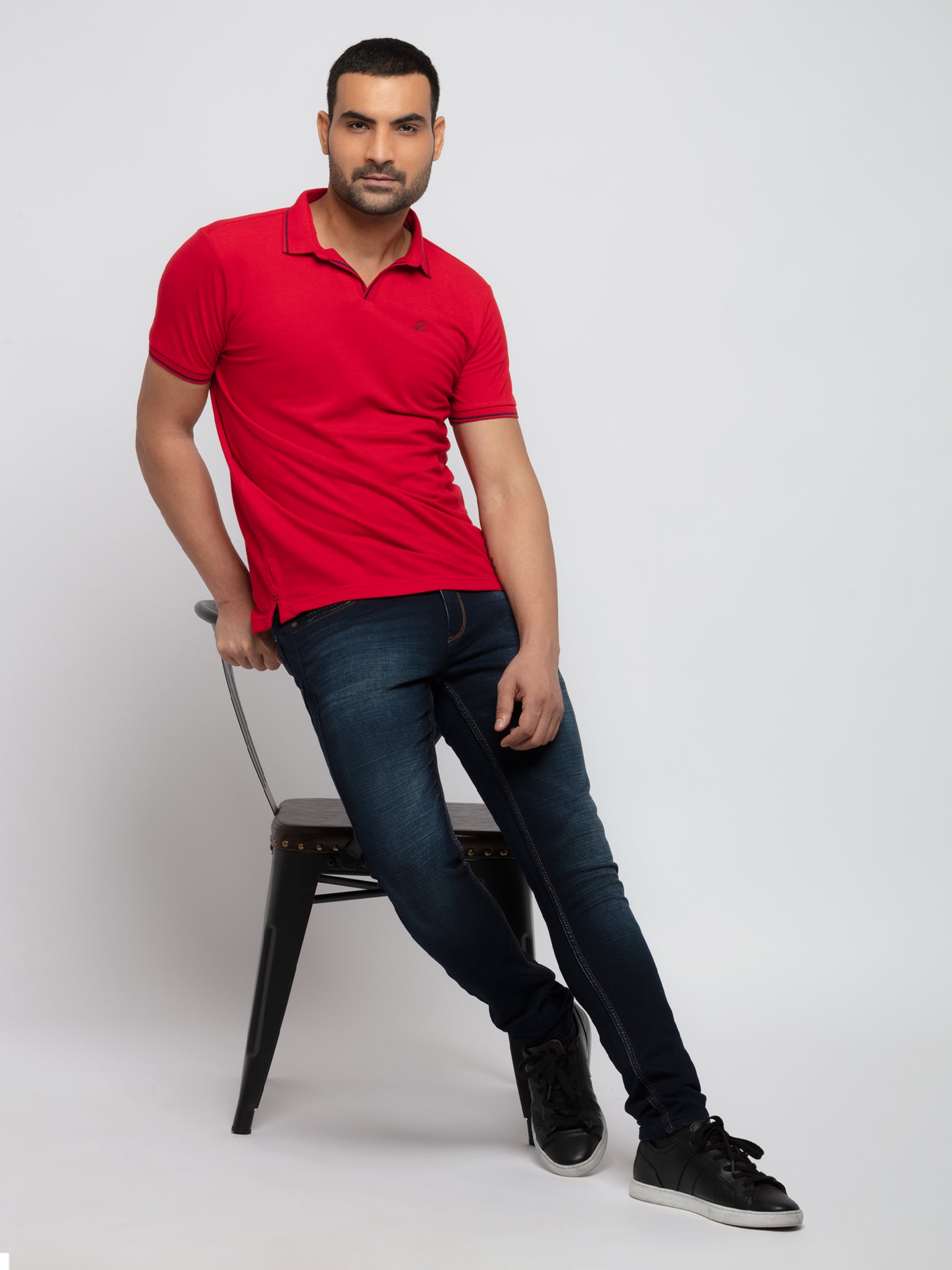 Slim Fit Polo With Tipping Collar