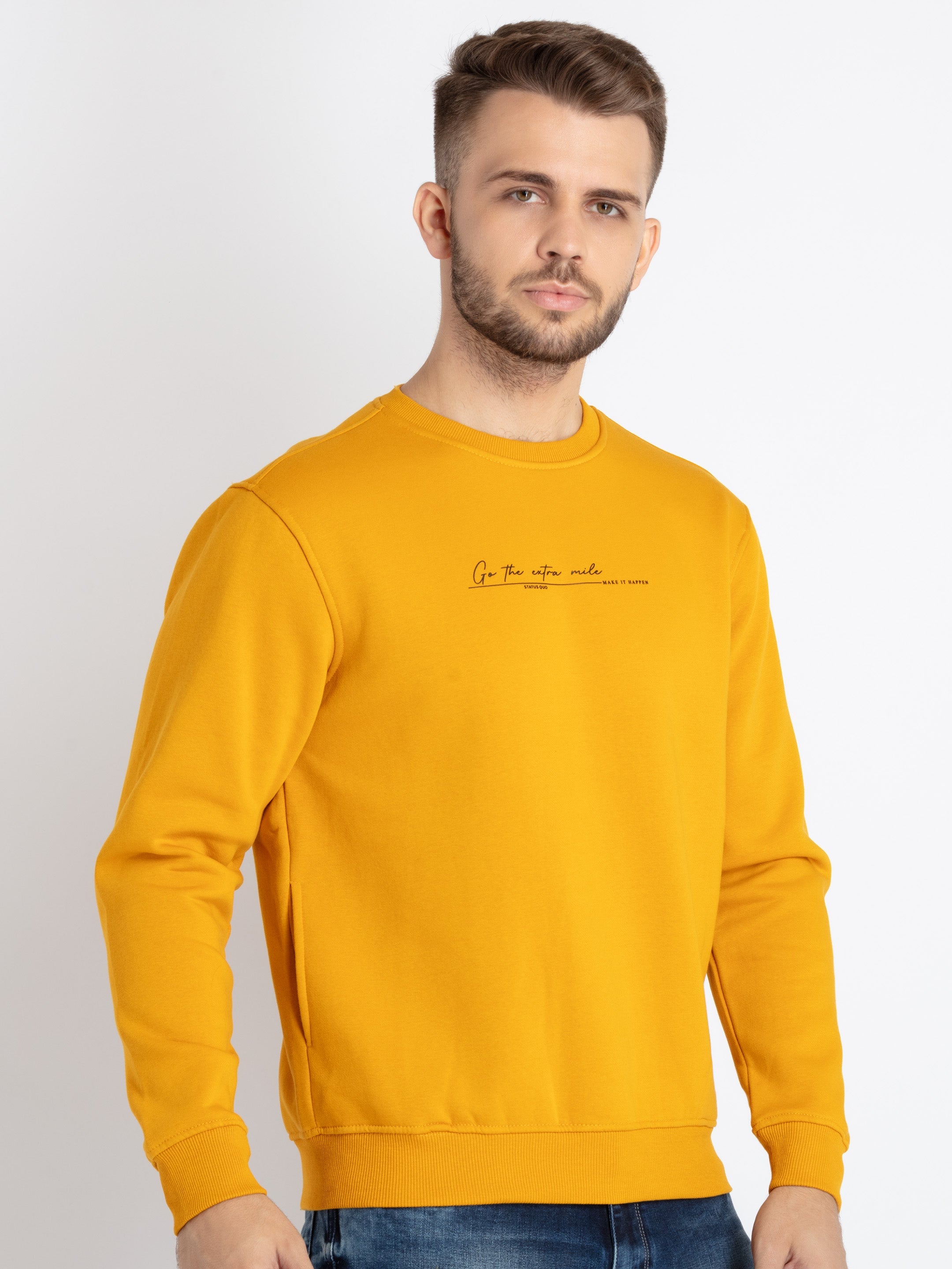 Mens Solid Round Neck Sweatshirt Secondary image