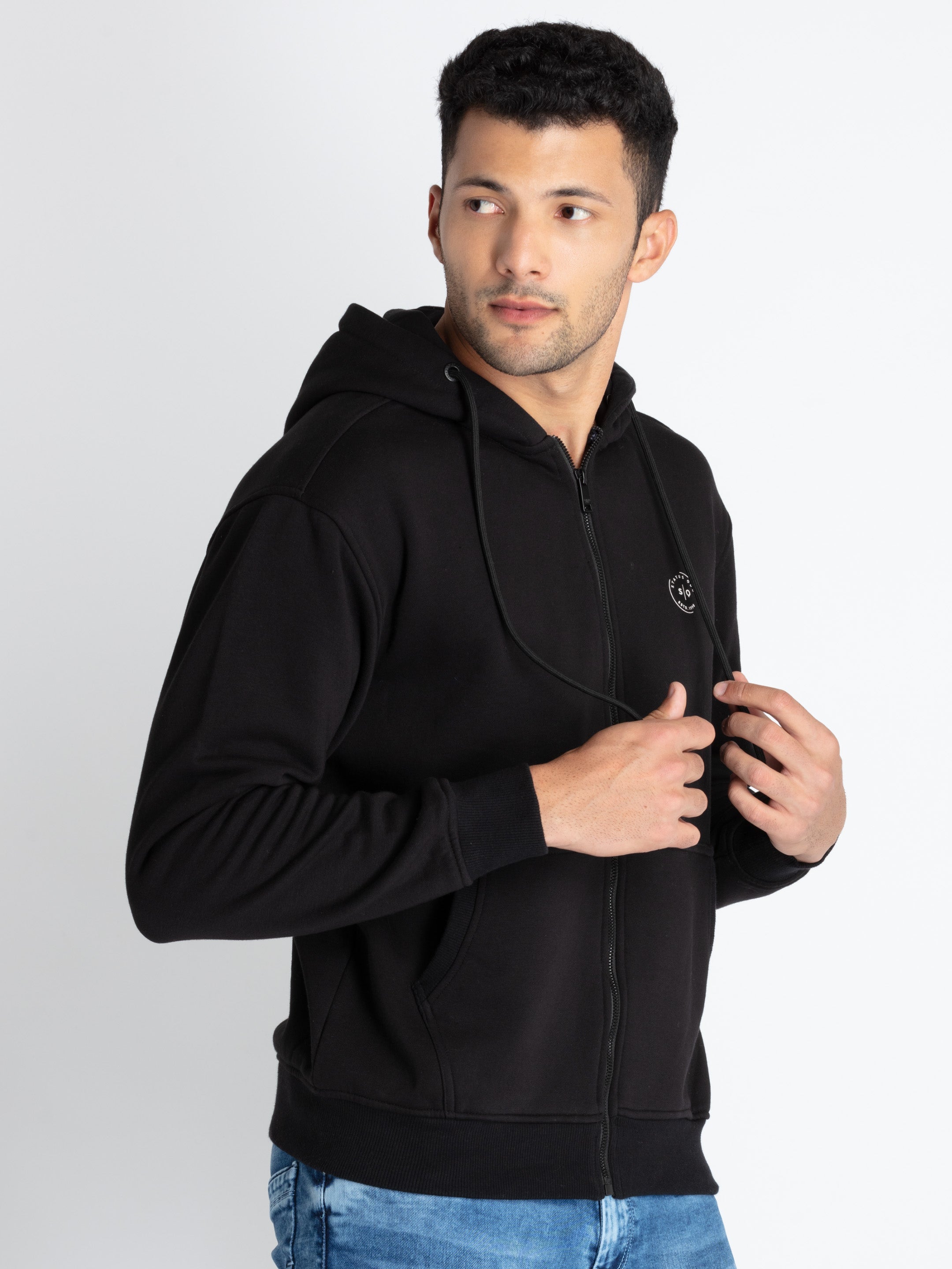 Mens Solid Sweatshirt With Hoodie Secondary image