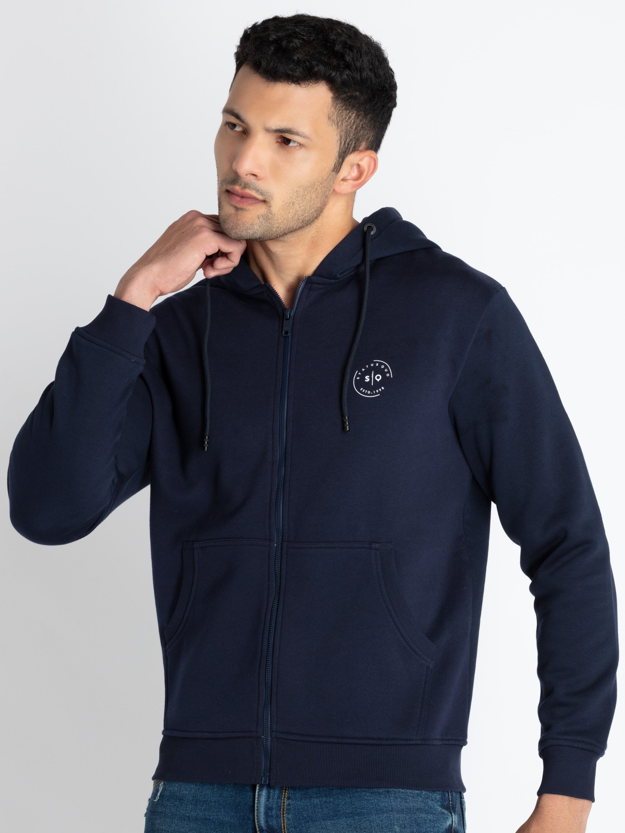 Mens Solid Sweatshirt With Hoodie Secondary image