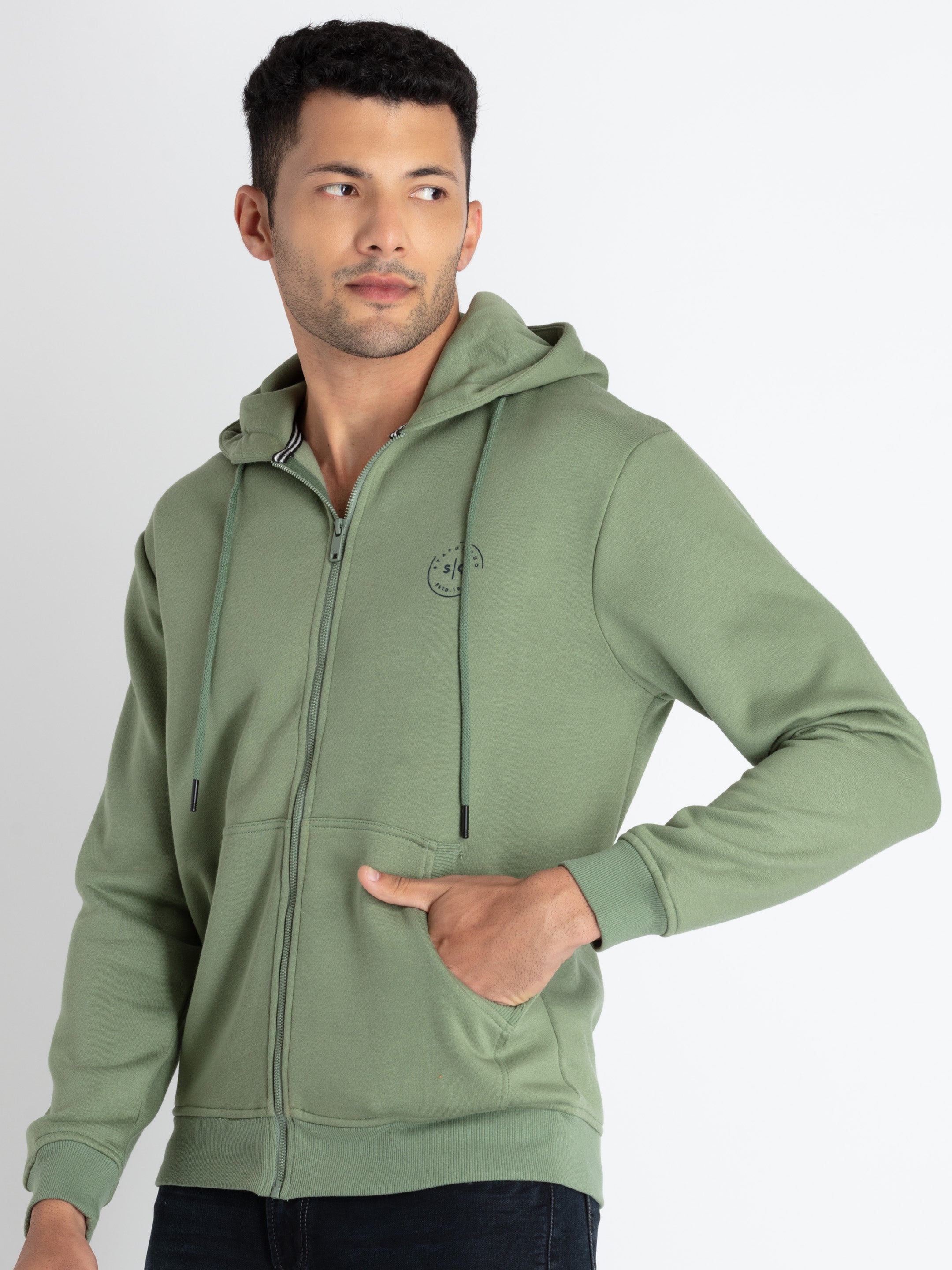 Men's Solid Sweatshirt With Hoodie Secondary image
