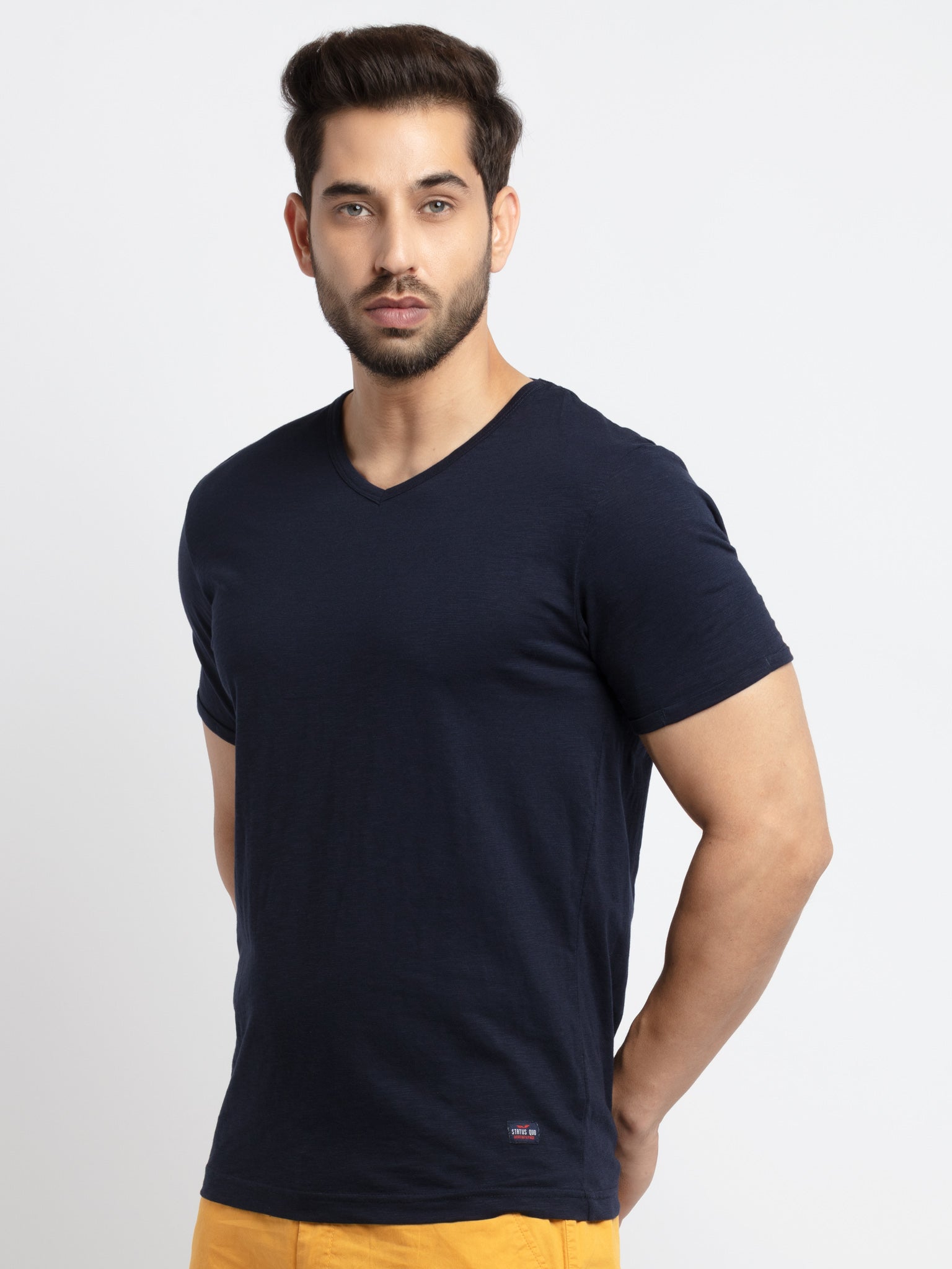 Mens Solid V Neck T-Shirt