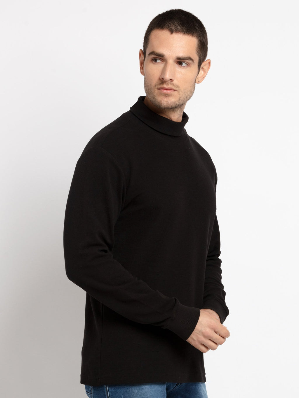 Mens Solid Turtle Neck Tee