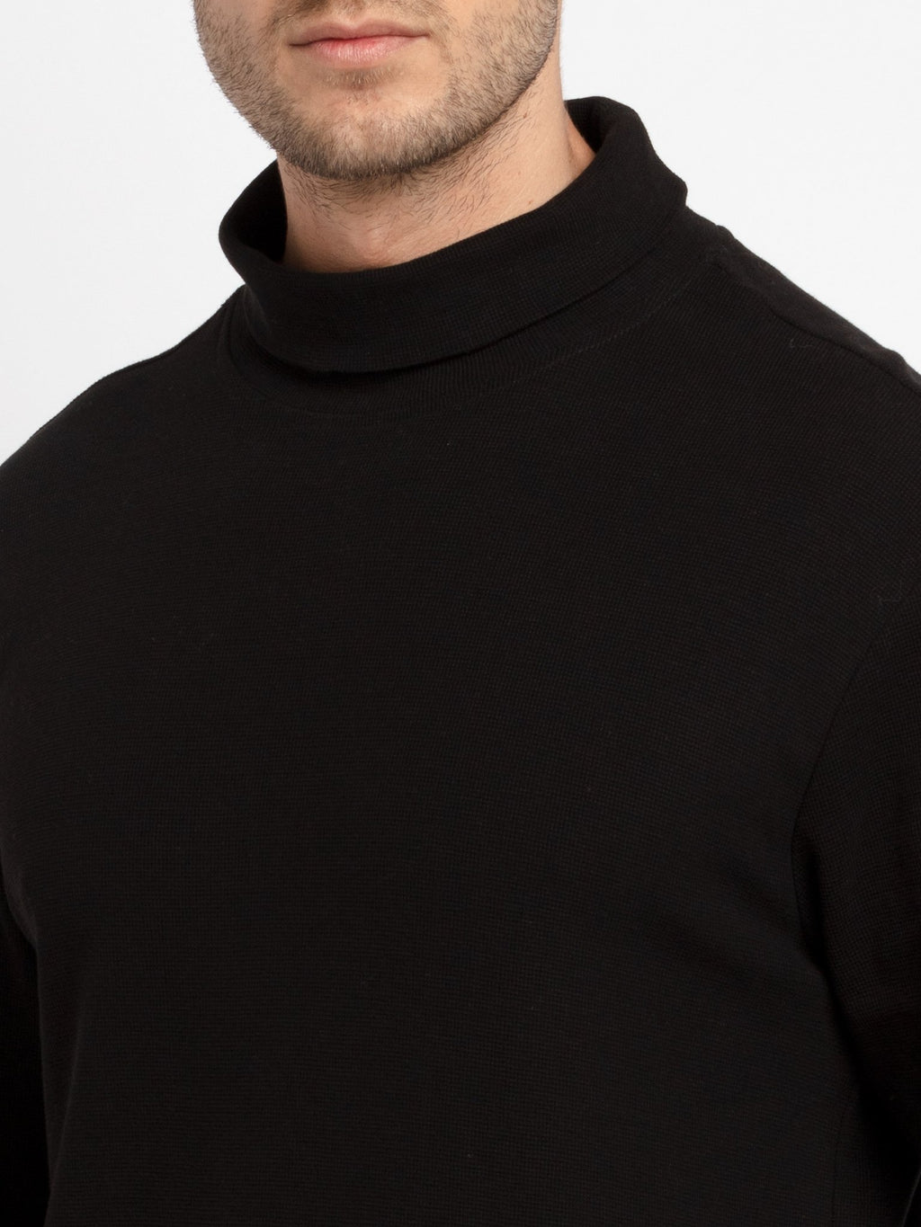 Mens Solid Turtle Neck Tee