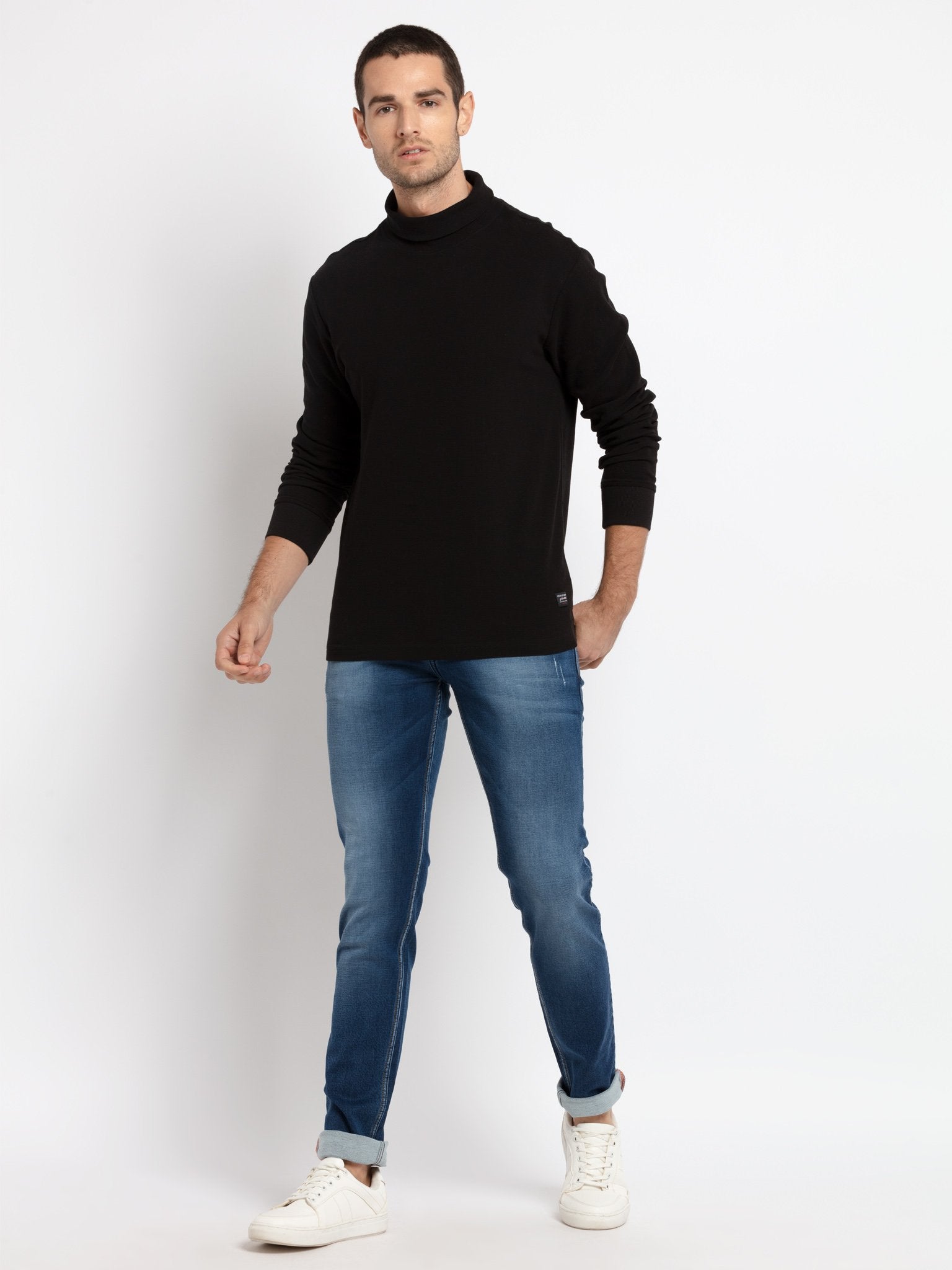 Mens Solid Turtle Neck Tee