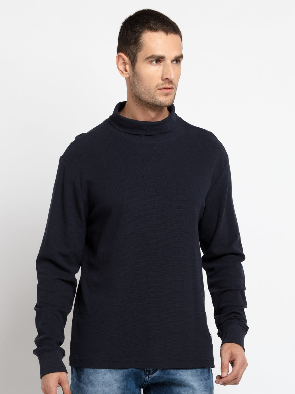Mens Solid Turtle Neck Tee