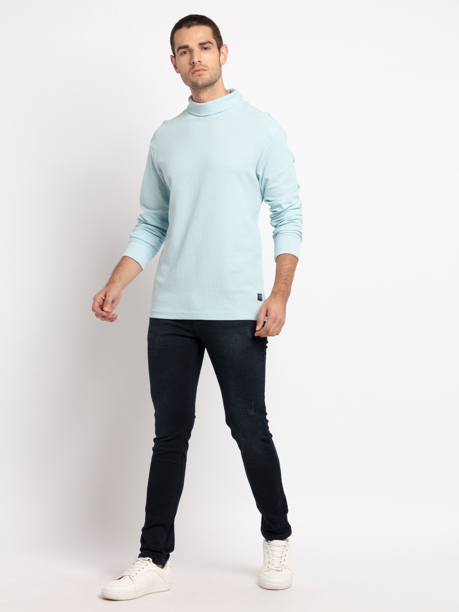 Mens Solid Turtle Neck Tee
