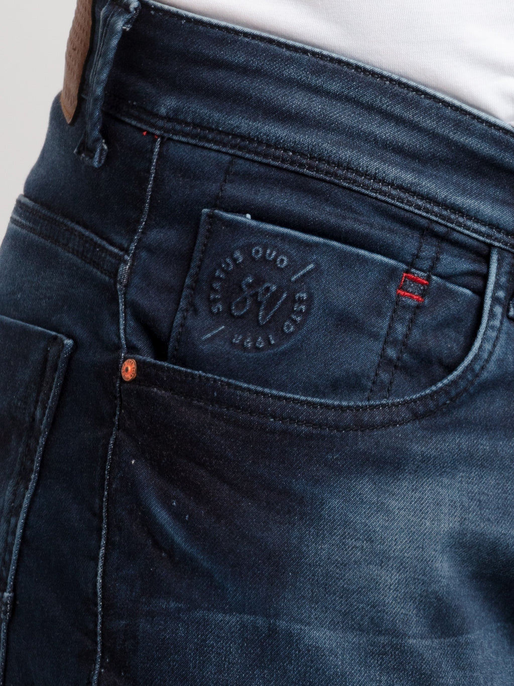 Status Quo Mens Slim Fit Washed Denim