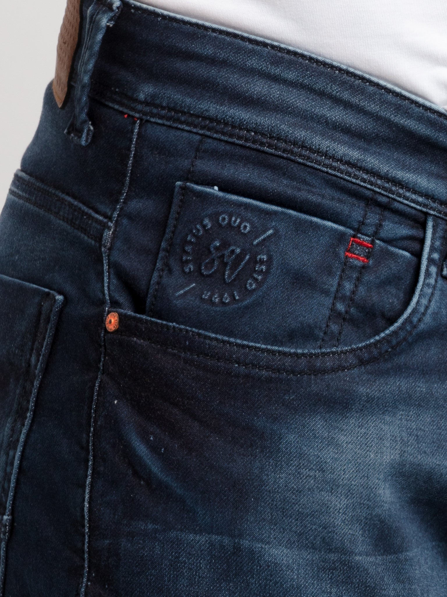 Status Quo Mens Slim Fit Washed Denim